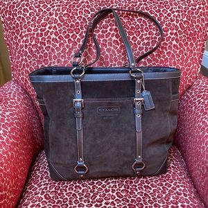 Coach Dark Chocolate Brown Suede Tote Bag
